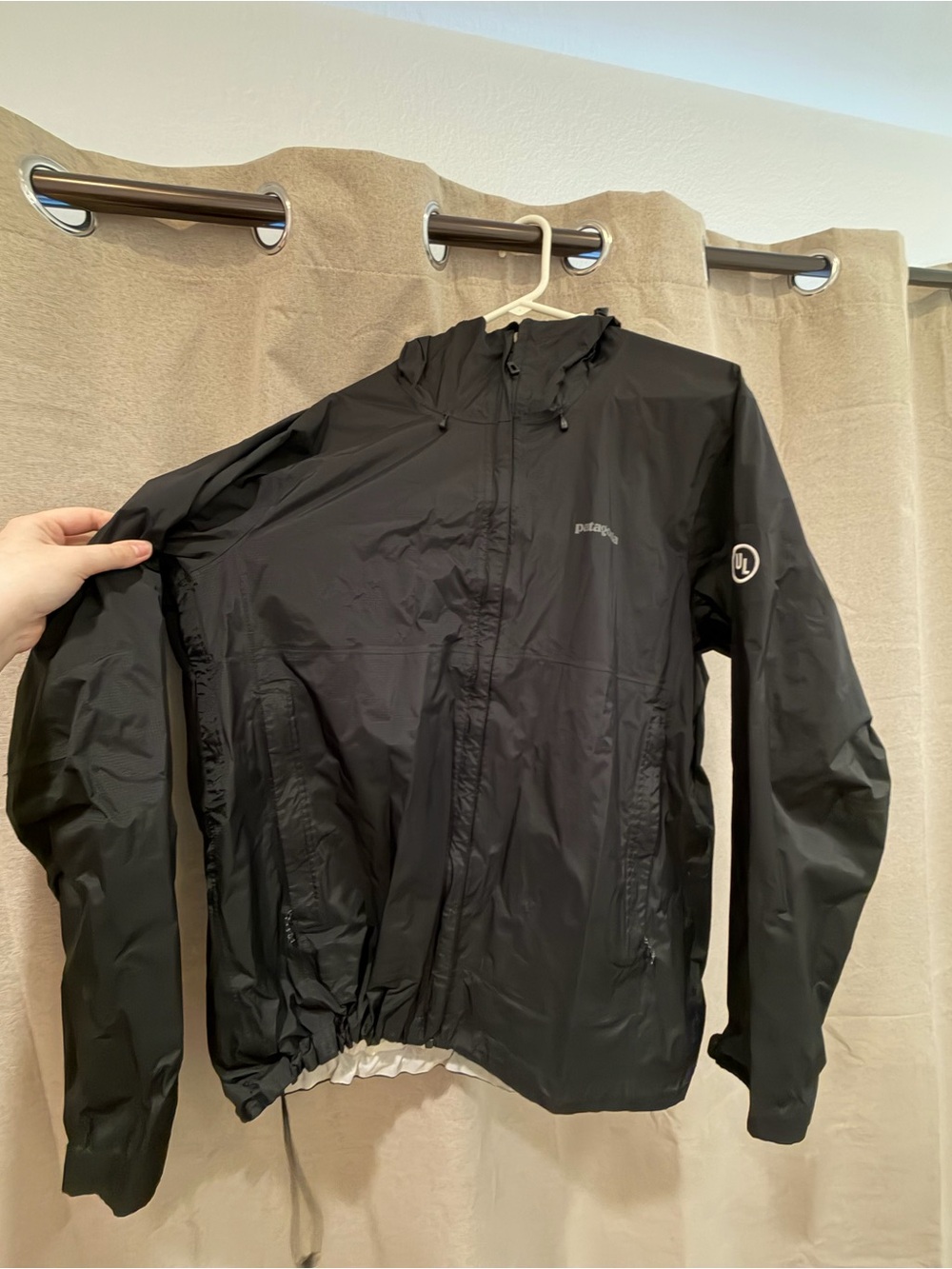 Patagonia Black Hooded Rain Shell Jacket